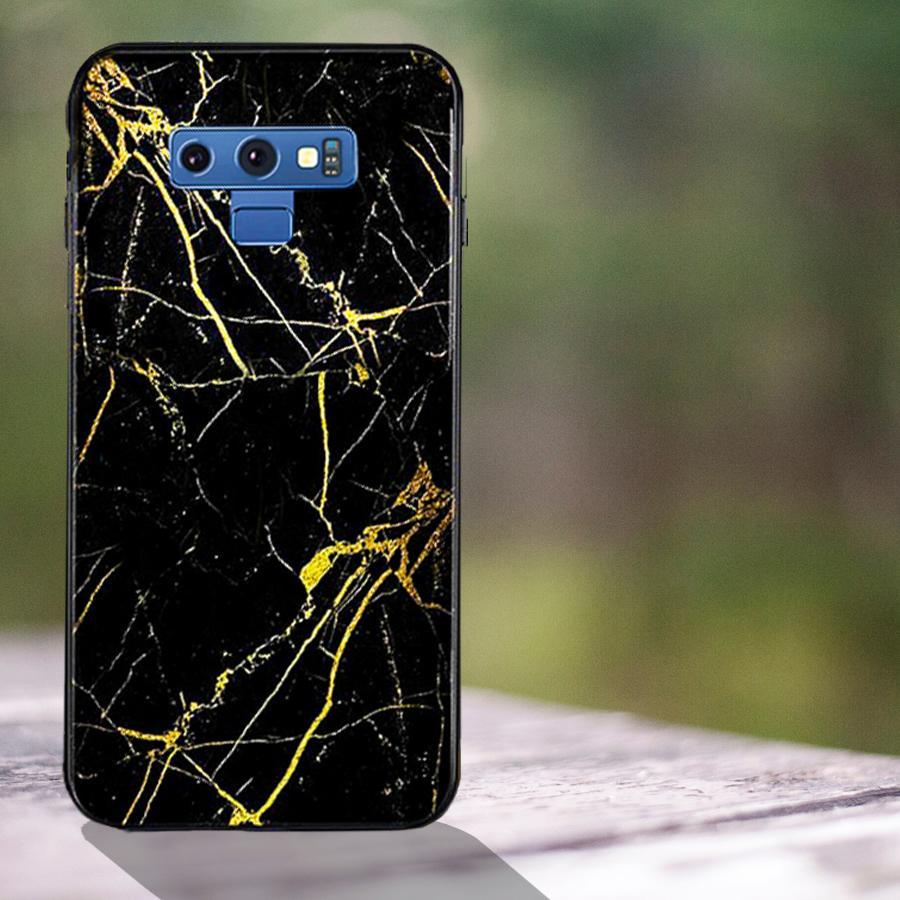 Galaxy Note 9 Gold Dust Texture Marble Glass Case