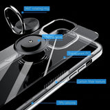 iPhone 12 Series Shockproof Transparent Metallic Ring Holder Case