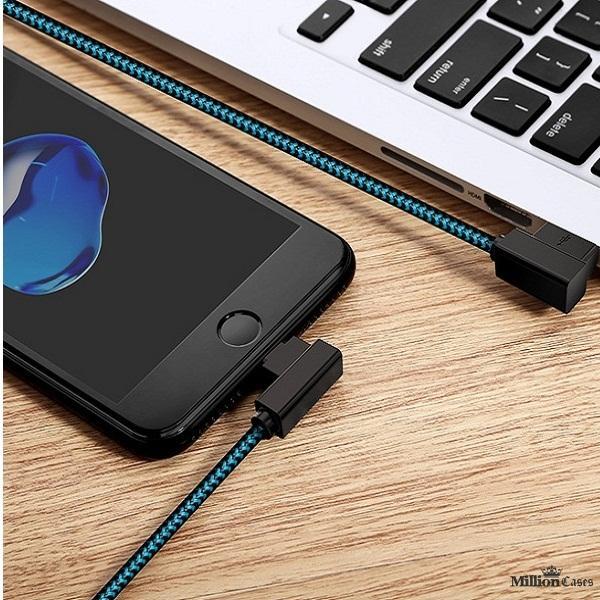 L Bend Nylon Braided USB Charging Cable