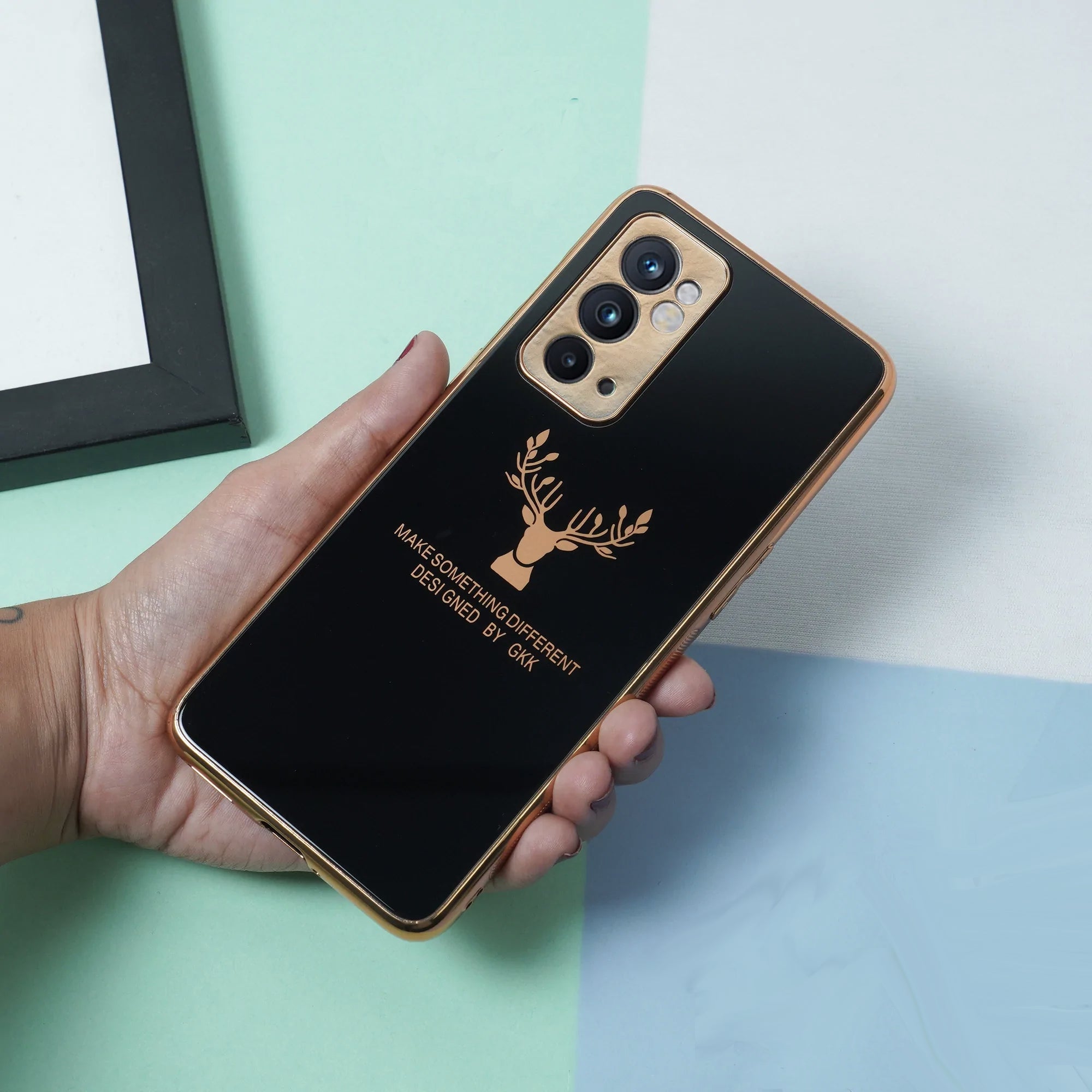 OnePlus 9RT Electroplating Reindeer Pattern Glass Case