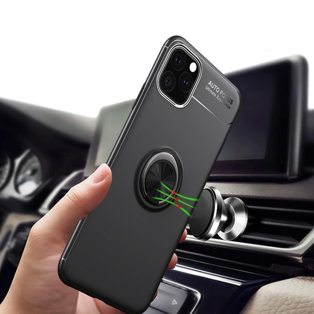 iPhone 11 (3 in 1 Combo) Metallic Ring Case + Tempered Glass + Earphones