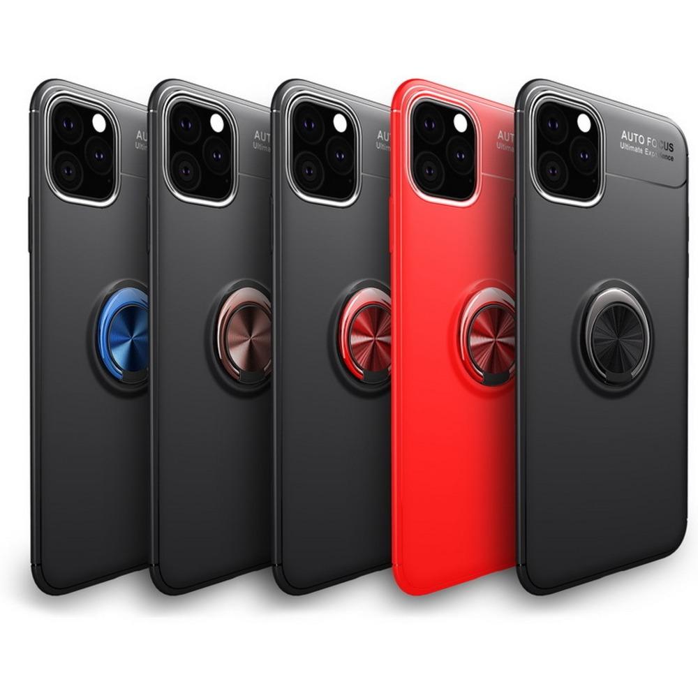 iPhone 11 Pro (3 in 1 Combo) Metallic Ring Case + Tempered Glass + Earphones