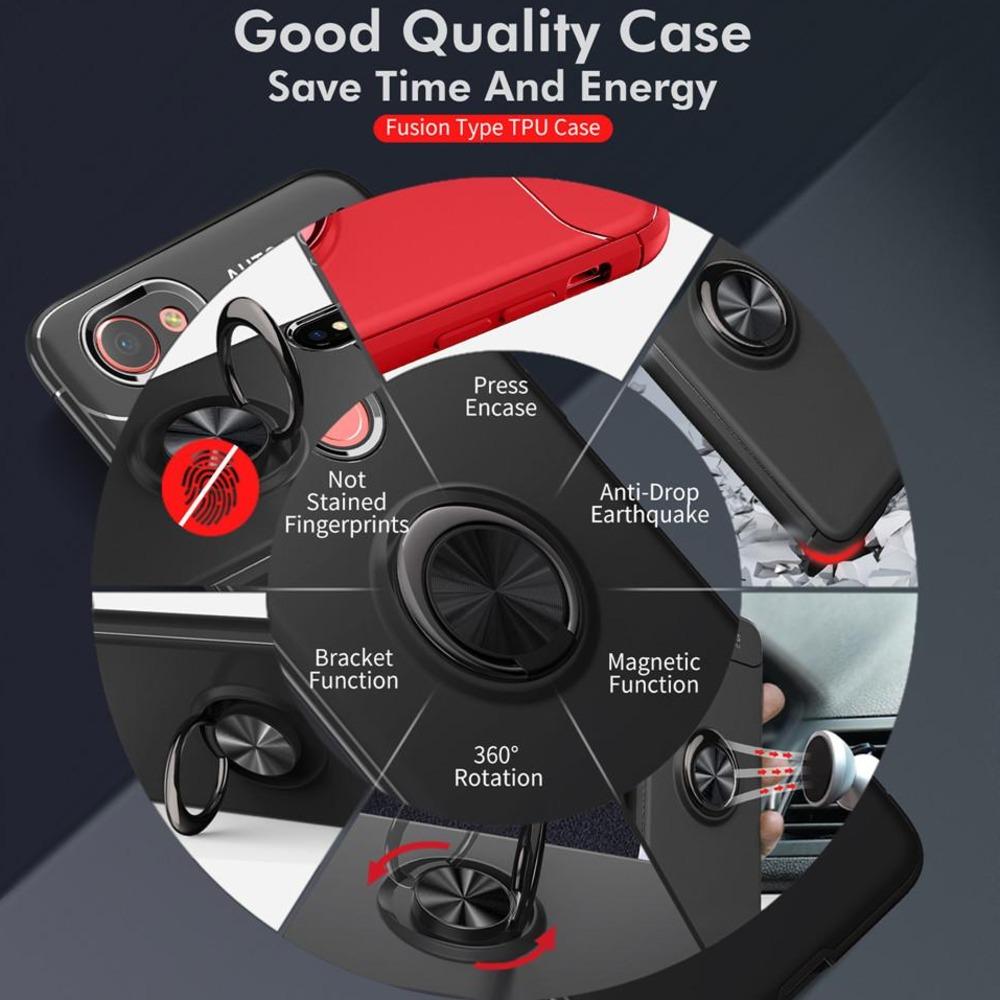 iPhone 11 Pro (3 in 1 Combo) Metallic Ring Case + Tempered Glass + Earphones