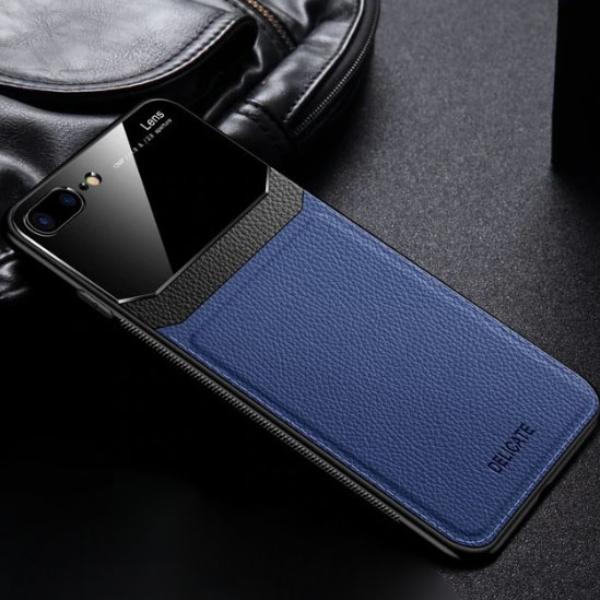 iPhone 8 Plus Sleek Slim Leather Glass Case