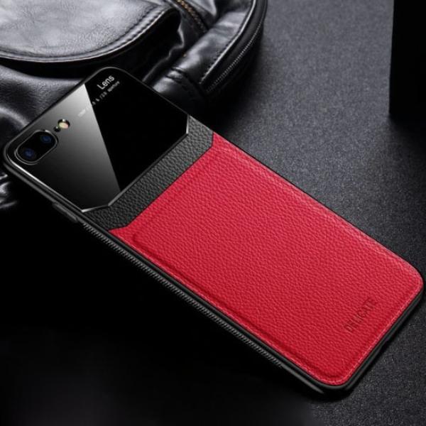 iPhone 8 Plus Sleek Slim Leather Glass Case