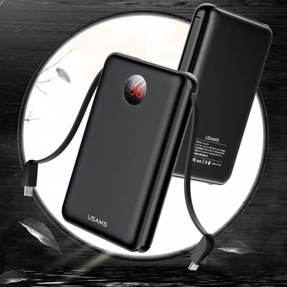 USAMS ® 10000mAh LED Display Mini Powerbank With 3 Way USB Charging
