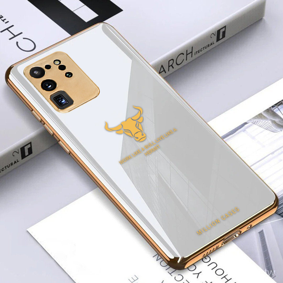 Galaxy S20 Ultra Bull Pattern Electroplating Glass Case