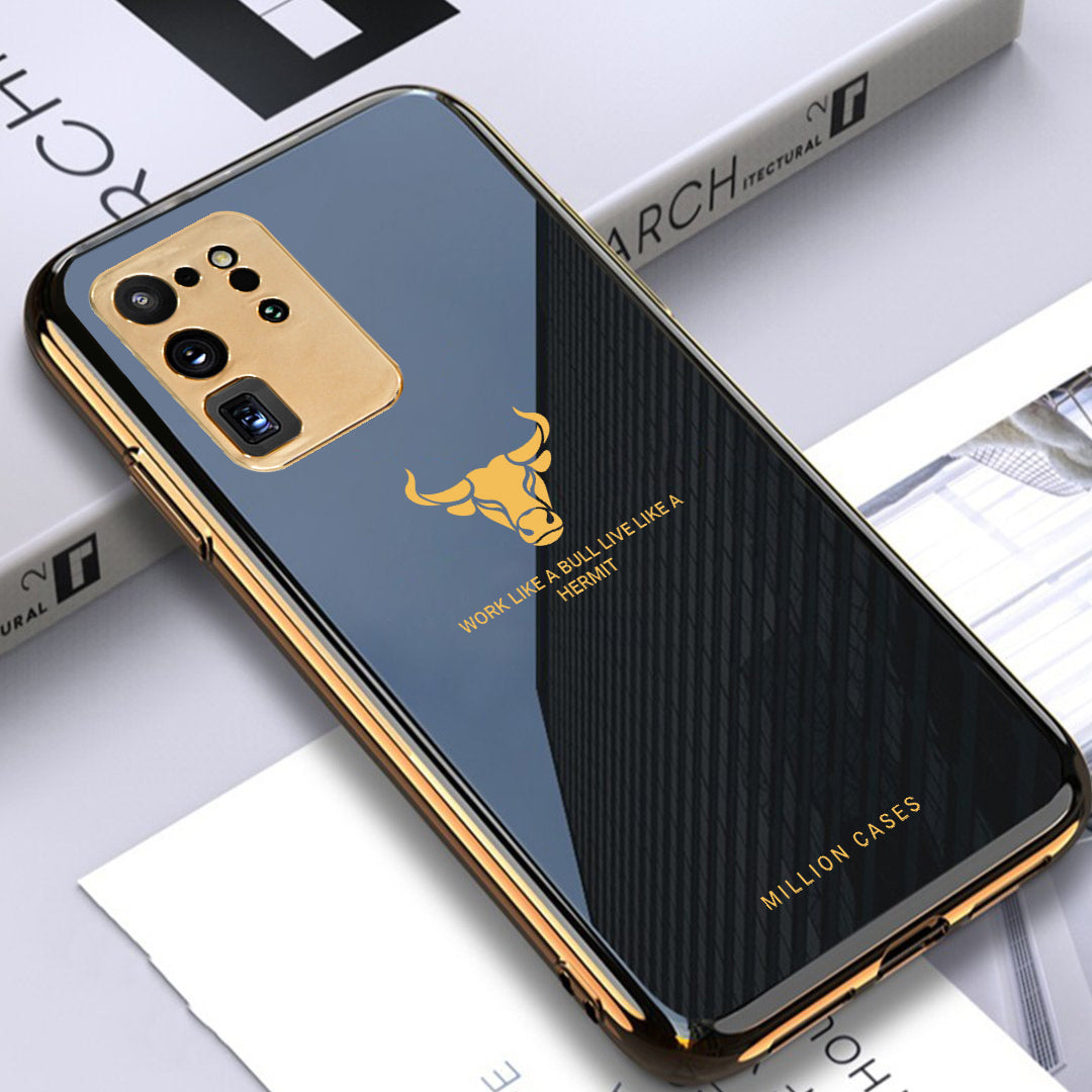 Galaxy S20 Ultra Bull Pattern Electroplating Glass Case