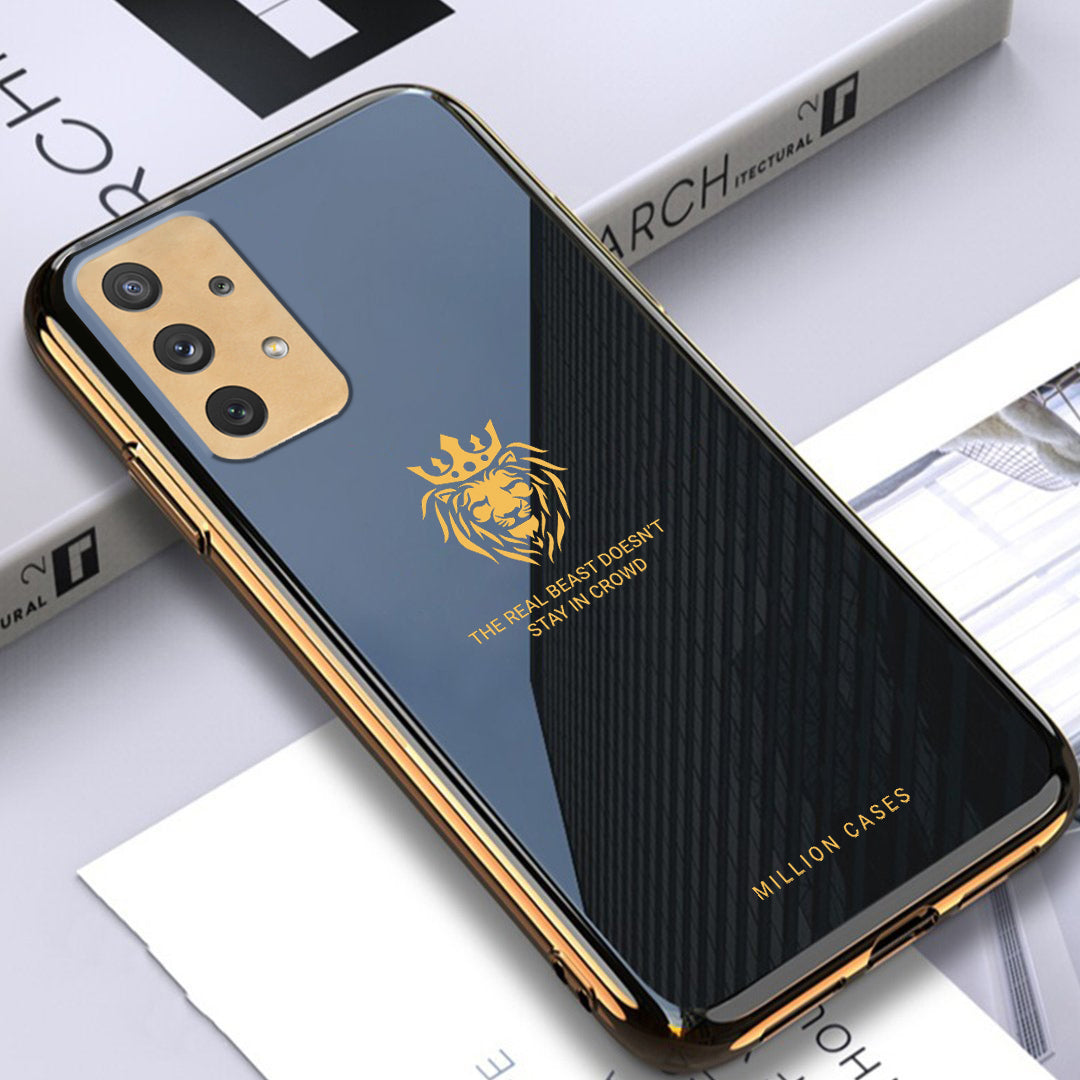 Galaxy Series Lion Pattern Electroplating Glass Case