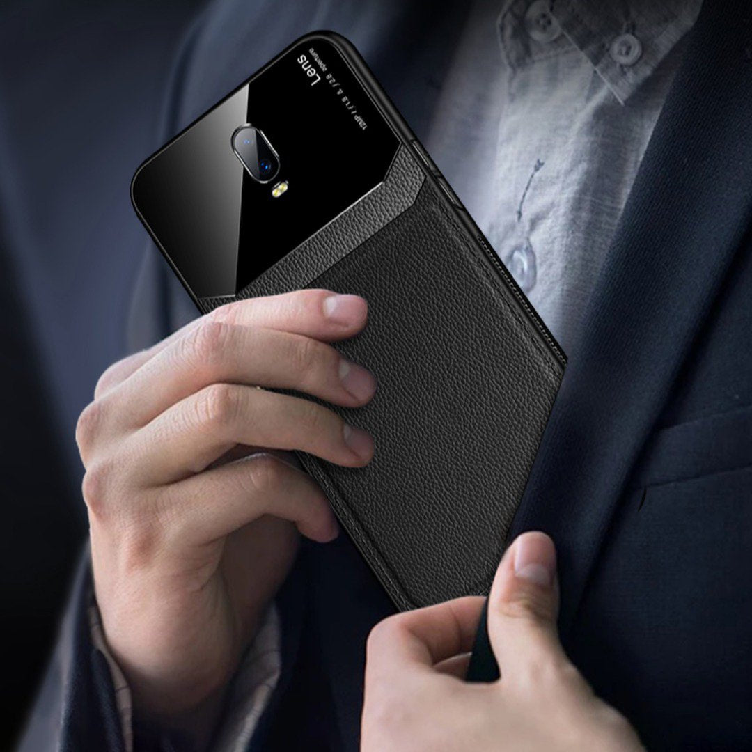 OnePlus 6T Sleek Slim Leather Glass Case