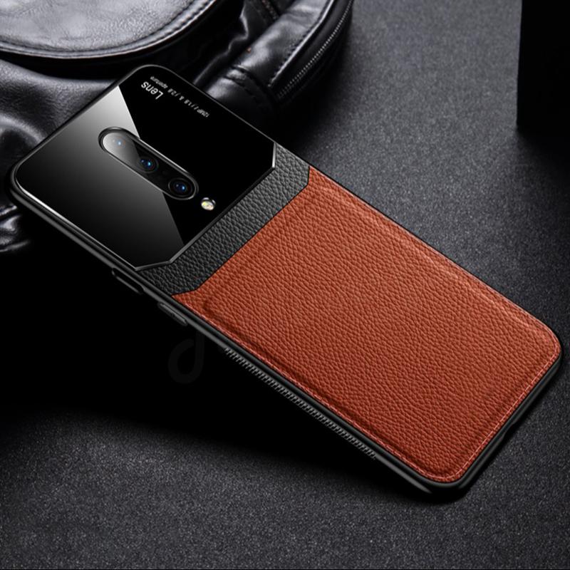 OnePlus 7T Pro Sleek Slim Leather Glass Case