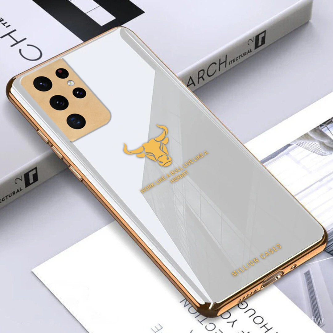 Galaxy S21 Ultra Bull Pattern Electroplating Glass Case