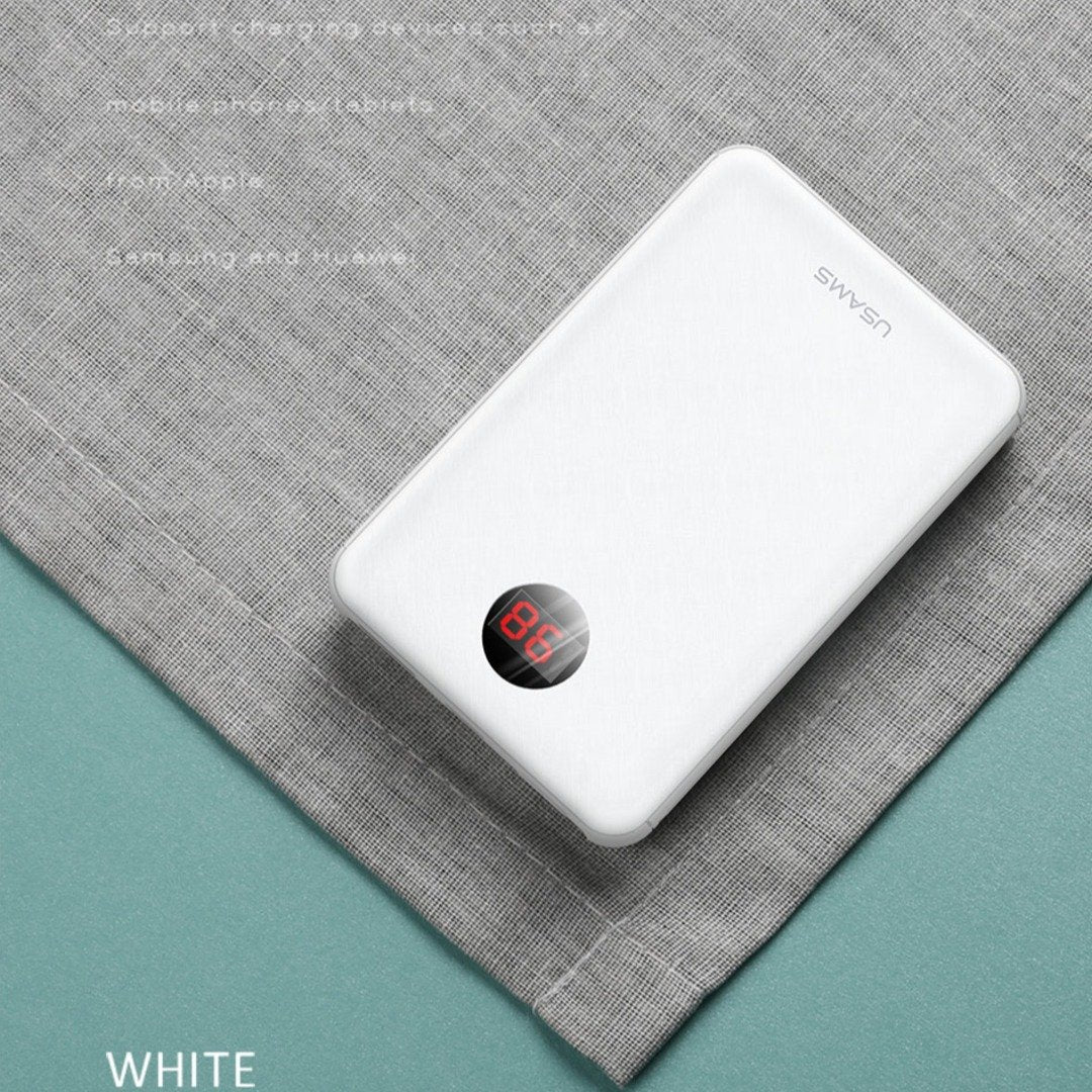 USAMS ® 10000mAh LED Display Mini Powerbank With 3 Way USB Charging