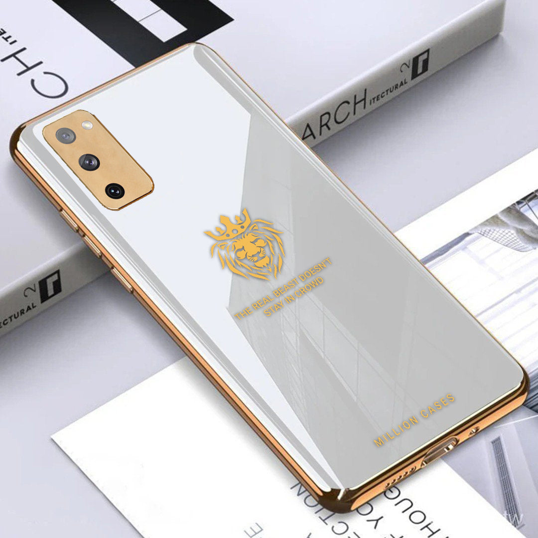 Galaxy Series Lion Pattern Electroplating Glass Case